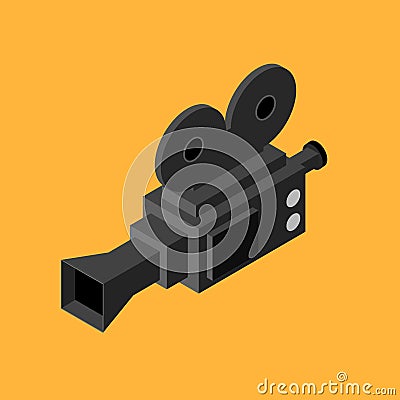 Cinema Video Camera Isometric View. Vector Vector Illustration