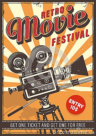 Cinema vintage poster Vector Illustration