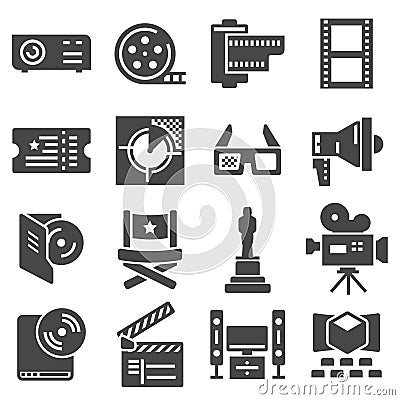 Cinema web silhouettes collection Stock Photo