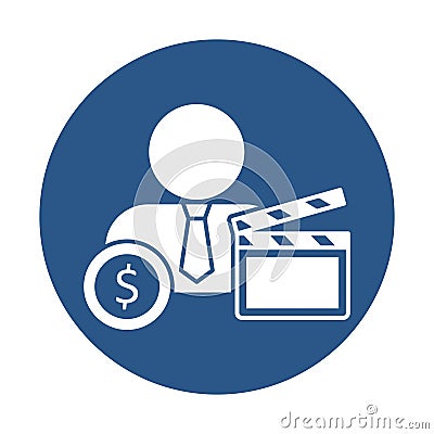 Cinema white glyph with color background vector icon which can easily modify or edit Vector Illustration