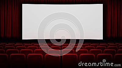 Cinema. White screen in the cinema. Vector Cartoon Illustration