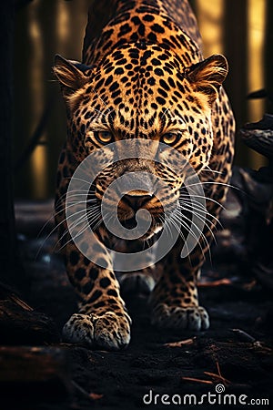 leopard portrait close up, AI generated Stock Photo