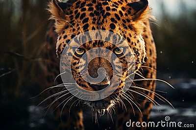 leopard portrait close up, AI generated Stock Photo