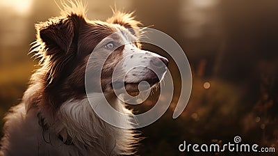 Cinematic Lighting A Dreamy Portrait Of A Brownwhite Dog Stock Photo