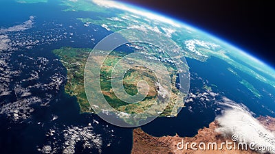 Cinematic space view of Europe, realistic planet Earth rotation in cosmos Stock Photo