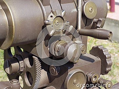A cinematography device mechanism of wartime correspondents Stock Photo