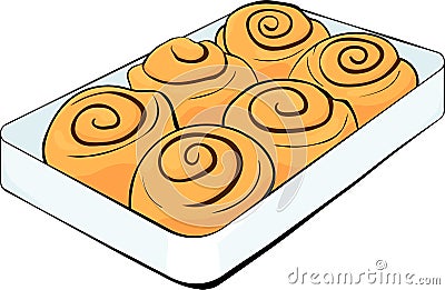 Cinnabon buns cinnamon rolls on a tray Vector Illustration