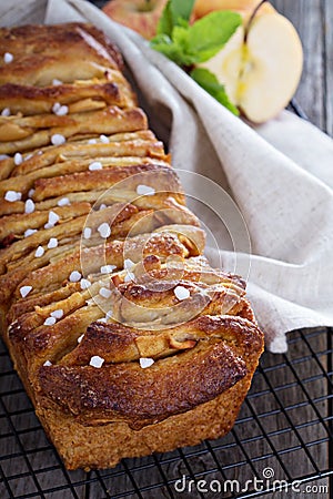 Cinnamon apple pull apart bread Stock Photo