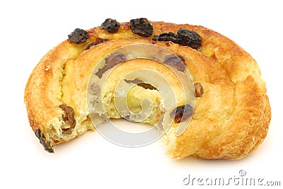 Cinnamon apple roll with a bite missing Stock Photo