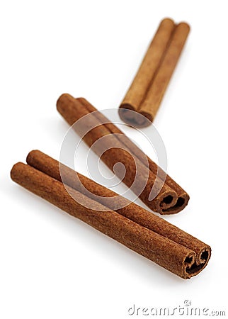 Cinnamon Bark, cinnamomum zeylanicum, Spice against White Background Stock Photo