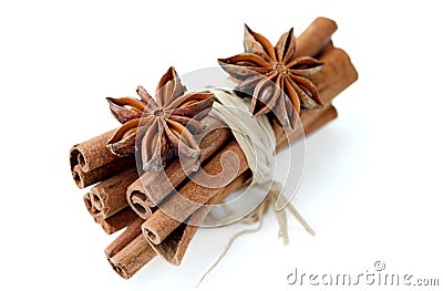 Cinnamon bundle and anice stars Stock Photo