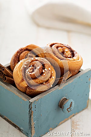 Cinnamon buns for breakfast Stock Photo