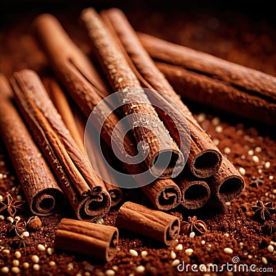 cinnamon, dried herbs seasoning for cooking ingredient Stock Photo