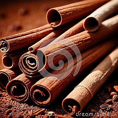 cinnamon, dried herbs seasoning for cooking ingredient Stock Photo