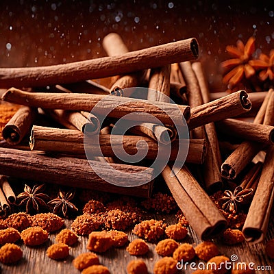 cinnamon, dried herbs seasoning for cooking ingredient Stock Photo