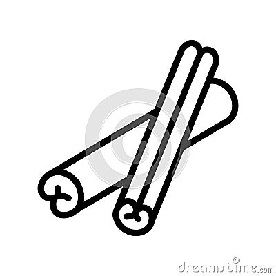 Cinnamon flat line icon. Symbol of spice - Cinnamon sticks. Outline sign for mobile concept and web design, store Vector Illustration