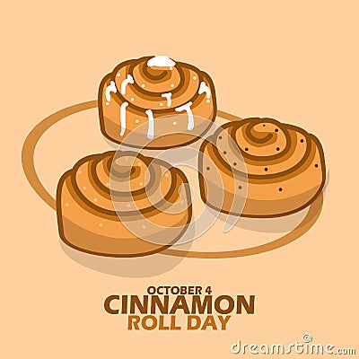 Cinnamon Roll Day on October 4 Vector Illustration