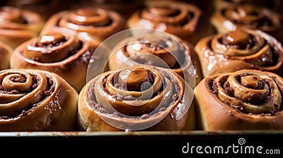 Cinnamon rolls: Swirled spirals of soft, sweet dough, glazed with icing. A warm, comforting treat Stock Photo