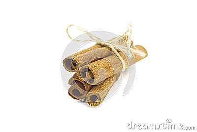 Cinnamon sticks bundle tied with jute string Stock Photo