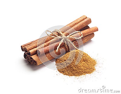 Cinnamon sticks and cinnamon powder Stock Photo