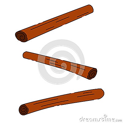 Cinnamon sticks seasoning for drinks and desserts Vector Illustration