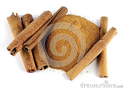 Cinnamon white background Stock Photo