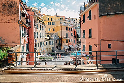 Seaside village Vernazza, Colorful buildings and street in Cinque Terre, Italy Editorial Stock Photo