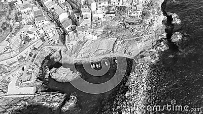 Cinque Terre Overhead view, Italy - Five Lands from the sky, Liguria Stock Photo