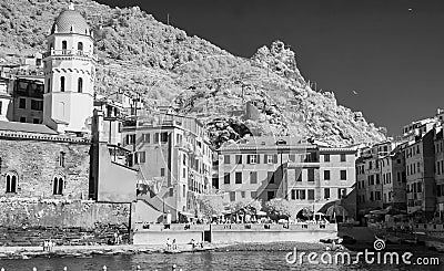 Cinque Terre Rocks and landscape, infrared view Stock Photo