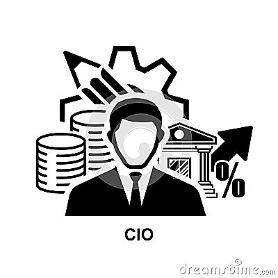CIO icon. Chief investment officer isolated on background Vector Illustration