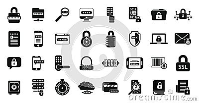 Cipher icons set simple vector. Data security Vector Illustration