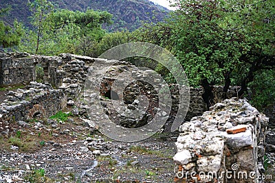 Chimera, burning rocks are remarkable spot ot the trail of Lycian way near Cirali, Antaly Stock Photo