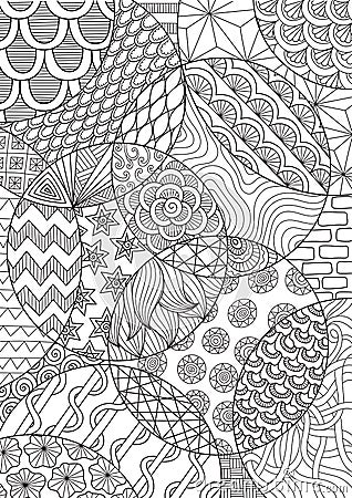 Abstract line art drawing for background and adult coloring book or coloring page. Vector illustration Vector Illustration