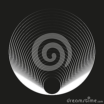 Circle abstract pattern. Black and white texture. Geometric artistic design. Vector symmetrical element. Vector Illustration