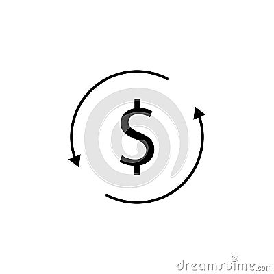 Circle, arrow, dollar icon. Element of finance illustration. Signs and symbols icon can be used for web, logo, mobile app, UI, UX Vector Illustration