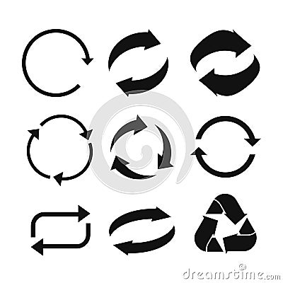 Circle arrow icon. Refresh and reload arrow icon. Rotation vector arrows set. Vector illustartion Vector Illustration