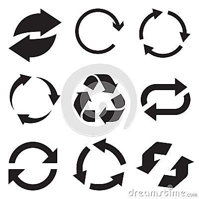 Circle arrow icon. Refresh and reload arrow icon. Rotation vector arrows set. Vector illustartion Stock Photo