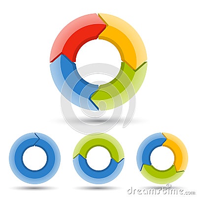 Circle arrows 3D infographic, cycle diagram, graph, presentation chart. Business concept with 1, 2, 3, 4 options, parts Stock Photo