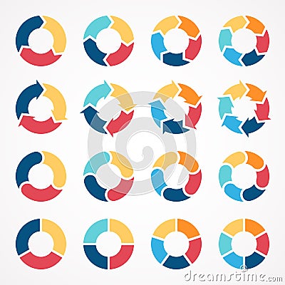 Circle arrows infographic diagram 3, 4, 5, 6 Vector Illustration