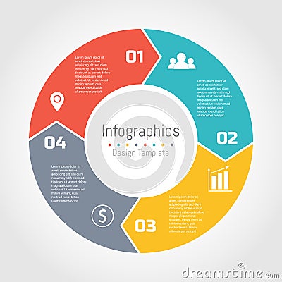 Circle arrows of infographic template for cycling diagram. Vector Illustration