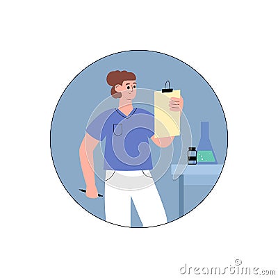 Banner with scientist or laboratory worker flat vector illustration isolated. Vector Illustration