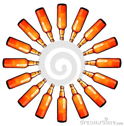 Circle of beer bottles Stock Photo