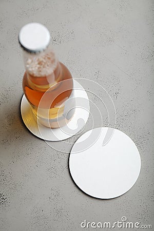 Circle beer coaster. Round mat mockup for design Stock Photo