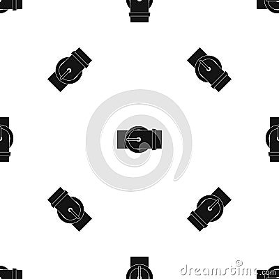 Circle belt buckle pattern seamless black Vector Illustration