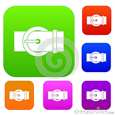 Circle belt buckle set color collection Vector Illustration