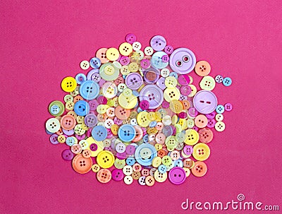 Circle of brightly coloured different buttons Stock Photo