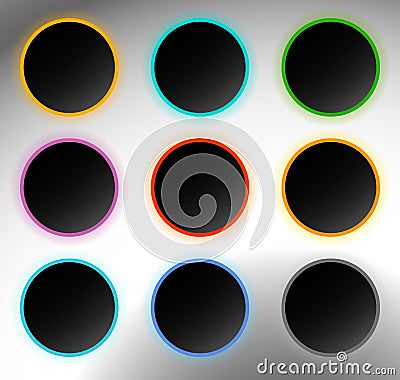 Circle buttons, badges. Button backgrounds with dark blank space Vector Illustration