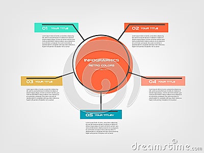 Circle cartoon steps infographics - can illustrate a strategy, workflow or team work, vector flat color, business Vector Illustration