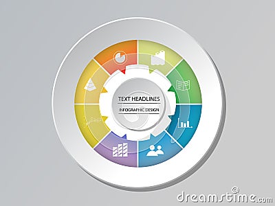 Circle chart infographic template options for presentations Vector Illustration