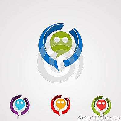 Circle chat wit funy face colorful logo vector, icon, element, and template for company Vector Illustration